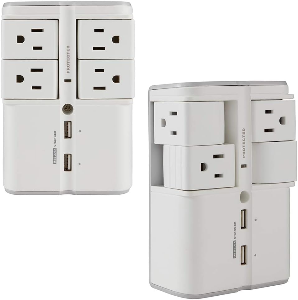 2 Pack - 4 AC Outlets & 2 USB Ports