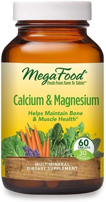 MegaFood Calcium & Magnesium - Essential Mineral Supplement for Bone and Cardiovascular Health Support - for Men and Women - Gluten-Free, Non-GMO, Made Without Dairy - Vegan - 60 Tabs (30 Servings)