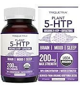 Organic 5-HTP - 200 mg | 99% 5HTP Concentration, Plus Cofactor Vitamin B6 & Lions Mane | Water Ex...