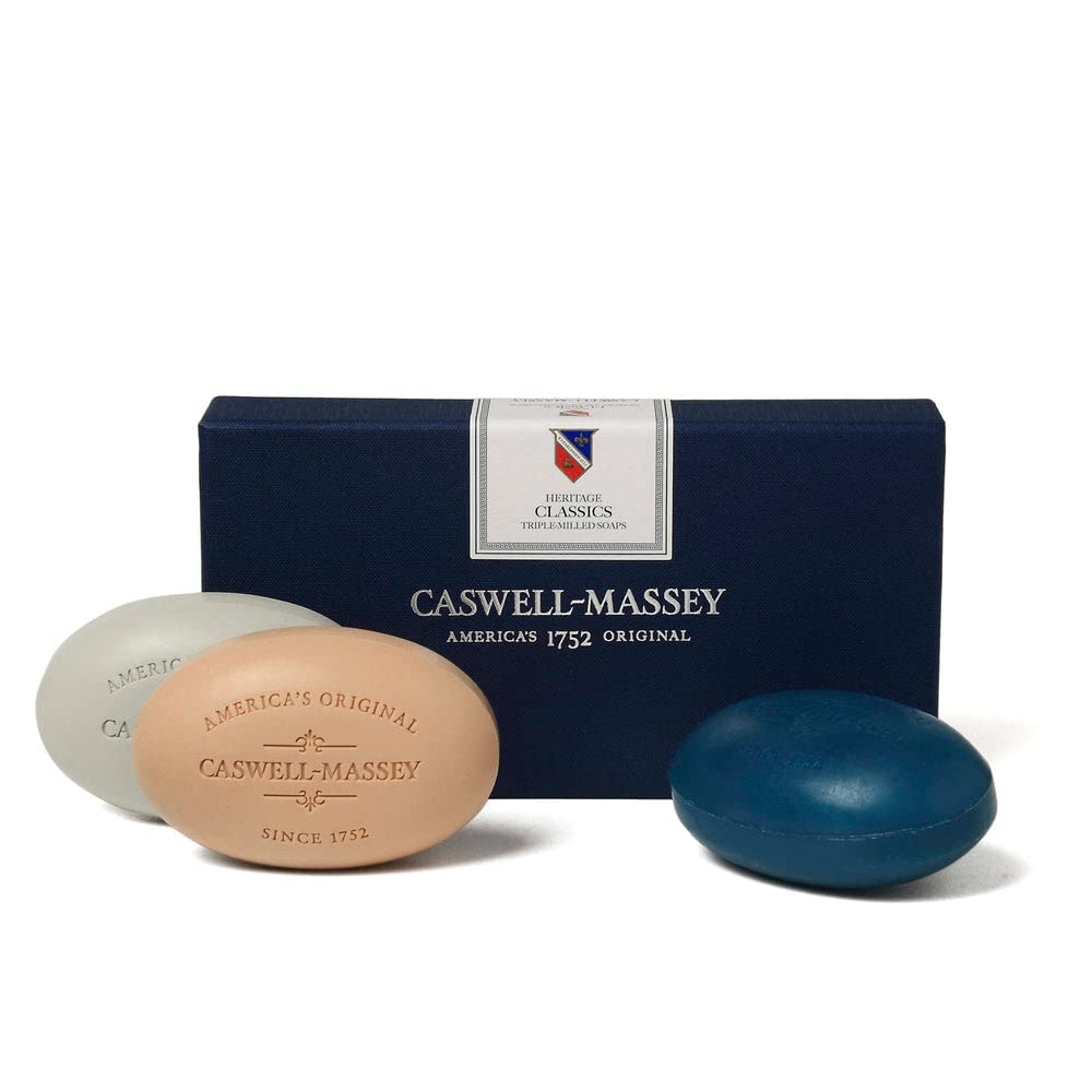 Caswell-Massey Triple Milled Heritage Collection Three Soap Set, Scented & Moisturizing Bath Soap For Men & Women, Made In The USA, 5.8 Oz (3 Bars)