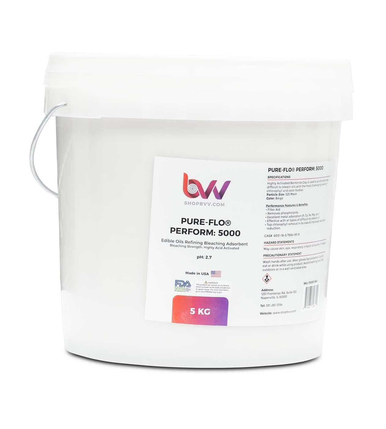BVV Pure-Flo® Perform 5000 Highly Acid Activated Bleaching & Decolorizing Bentonite for Edible Oils *FDA-GRAS Size 10KG