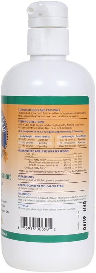 Grizzly Omega Health for Dogs & Cats, Wild Salmon/Pollock Oil Omega-3 Blend