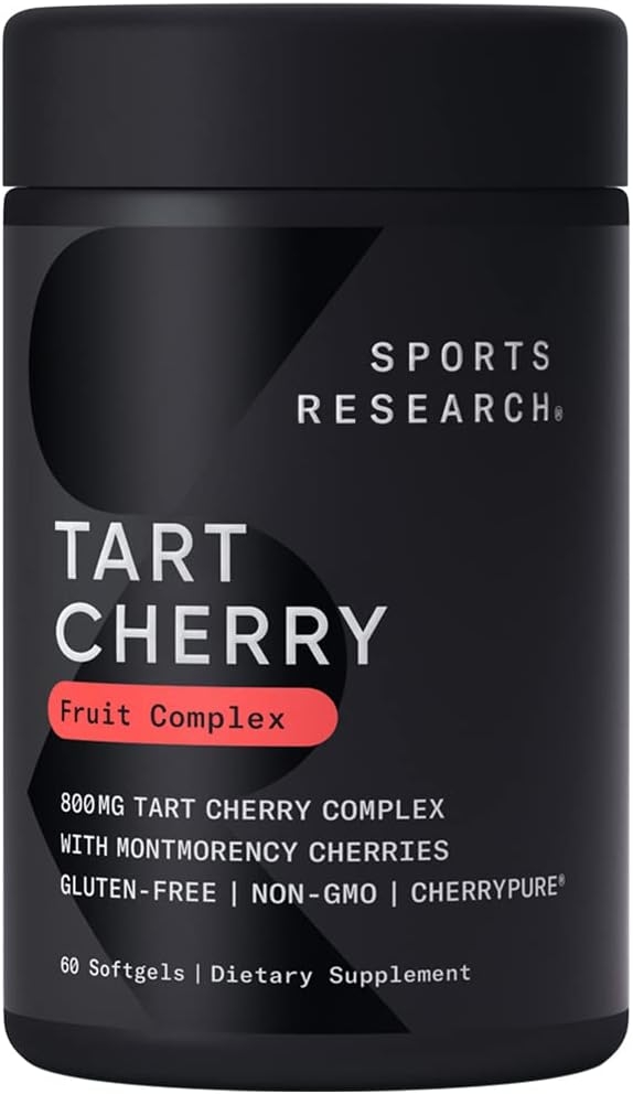 Sports Research Tart Cherry Concentrate - Made from Montmorency Tart Cherries; Non-GMO & Gluten Free (60 Liquid Softgels)