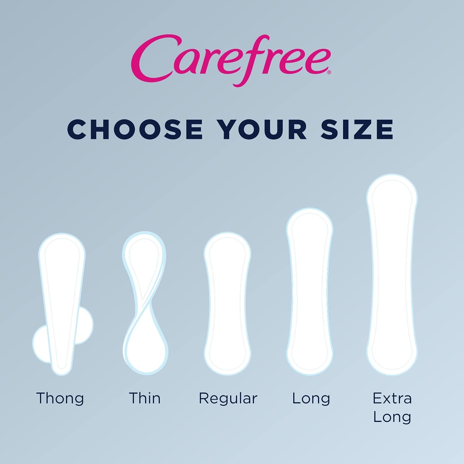 Carefree Body Shape Pant Liners, Regular, Multicolor Unscented 54 Count (Pack of 1)