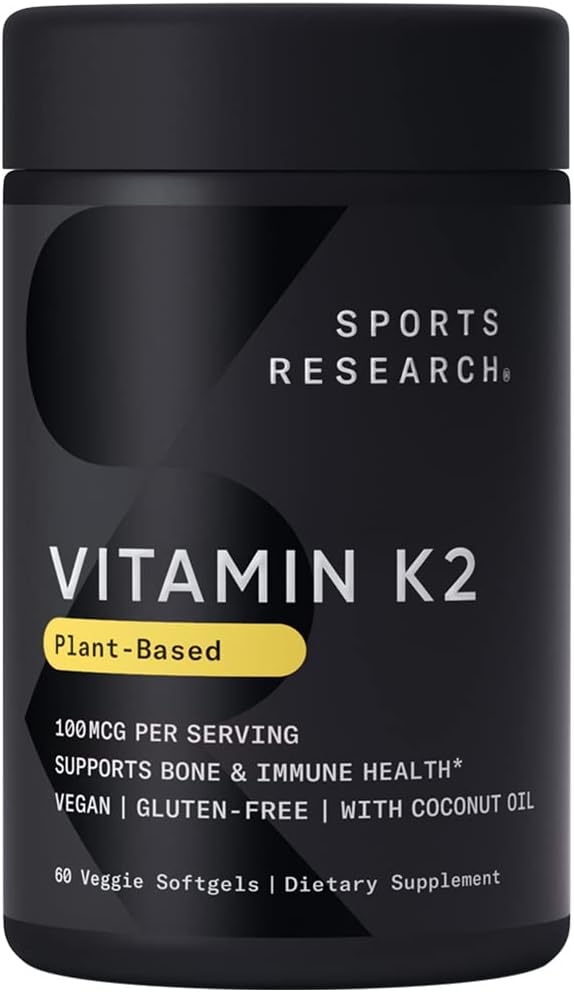 Vitamin K2 as MK7 with Organic Coconut Oil | Vitamin K Supplement Made with MenaQ7 from Fermented Chickpea | Non-GMO Verified, Vegan Certified (60 Veggie-Softgels)