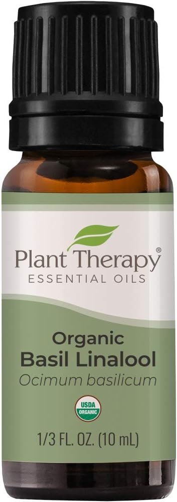 Plant Therapy USDA Certified Organic Basil Linalool Essential Oil 10 mL (1/3 oz) 100% Pure, Therapeutic Grade