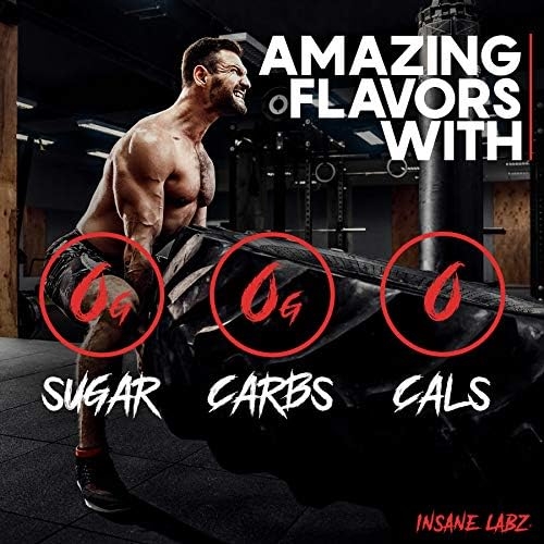 Insane Labz Psychotic Black Edition Mid Stimulant Pre Workout Powder, Energy Focus Pumps, Loaded with Creatine Beta Alanine Taurine Fueled by AMPiberry, 35 Servings Fruit Punch