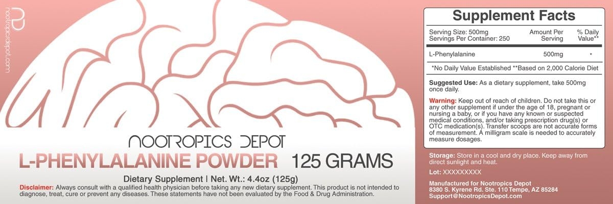 L-Phenylalanine Powder 125 Grams | Essential Amino Acid Supplement | Supports Mood and Healthy Cognitive Function