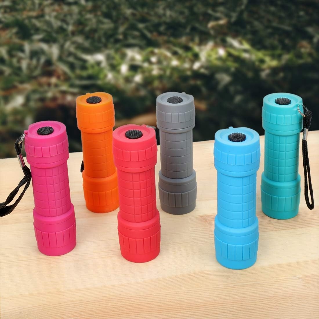 EverBrite 9-LED Flashlight 6-pack Impact Handheld Torch Assorted Colors with Lanyard 3AAA Battery Included (Hurricane Supplies, Camping, Hiking, Emergency, Hunting)
