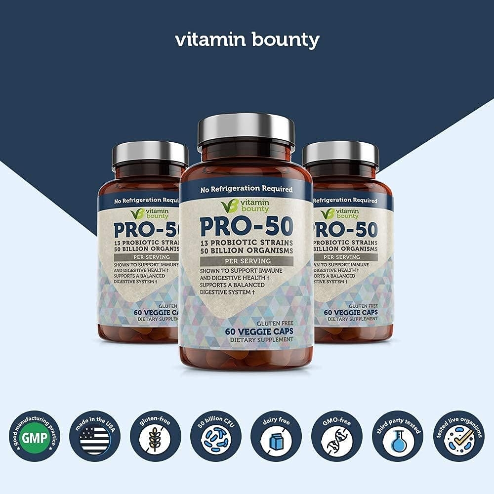 Vitamin Bounty - Pro 50 Probiotic - 13 Probiotic Strains, 50 Billion Organisms Per Serving