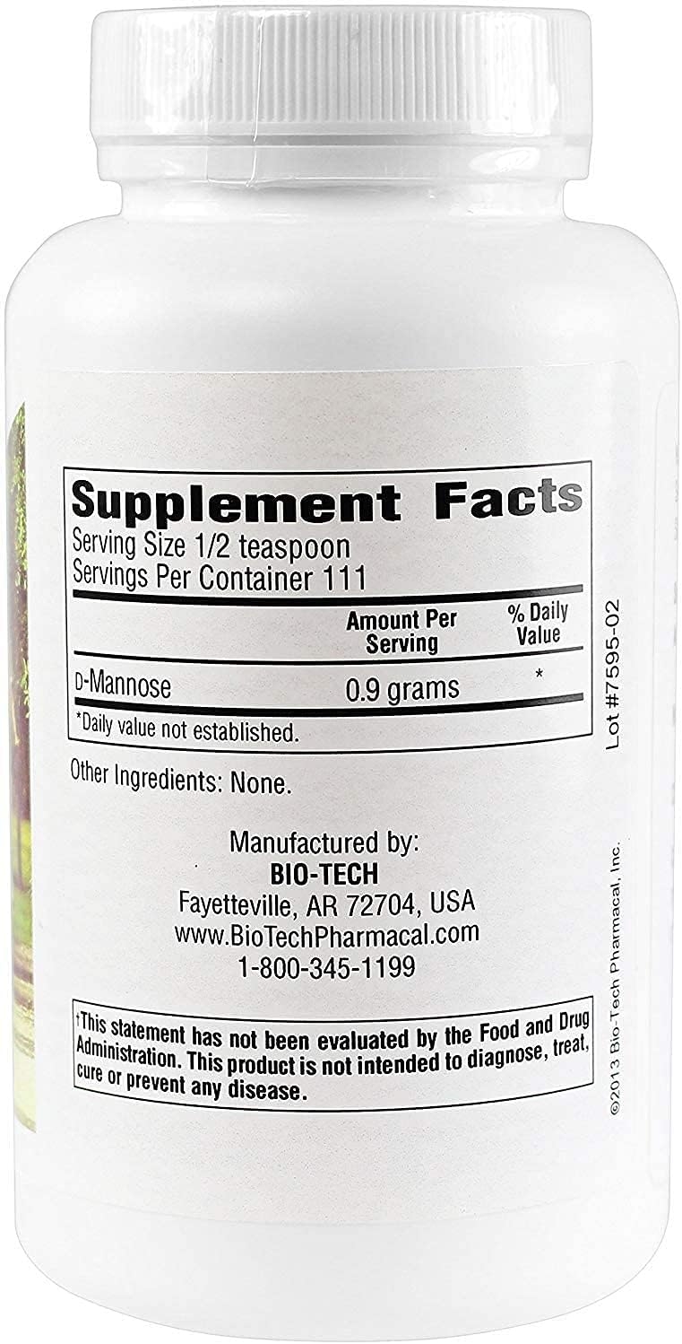 Bio-Tech Pharmacal D-Mannose, Supports Bladder and Urinary Tract Health (Powder - 100g)