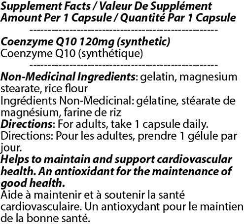 Coenzyme Q10 120mg Capsules 60 Count Bottle [1 Bottle] by Total Natural, Safe and Natural Antioxidant/Cell Growth and Maintenance Health Supplement for Men and Women, GMP Premium Ingredients