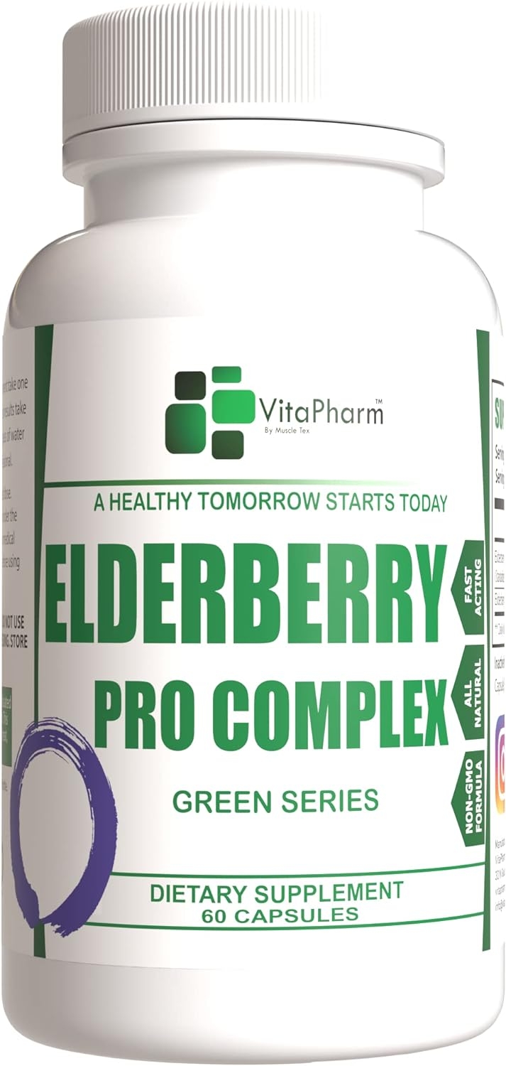 Elderberry Pro Complex | Herbal Supplements | Adult Immune Support Supplement | Sambucus Complex for Men & Women | Natural Black Powder Extract for Adults | 60 Capsules