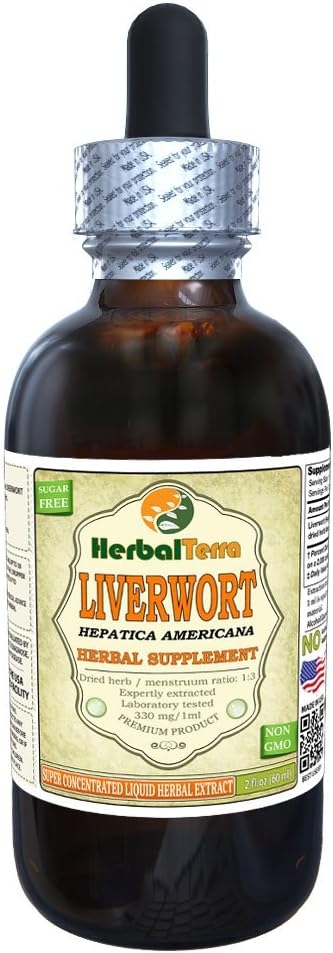 Liverwort (Hepatica Americana) Tincture, Dried Herb Liquid Extract 2 oz