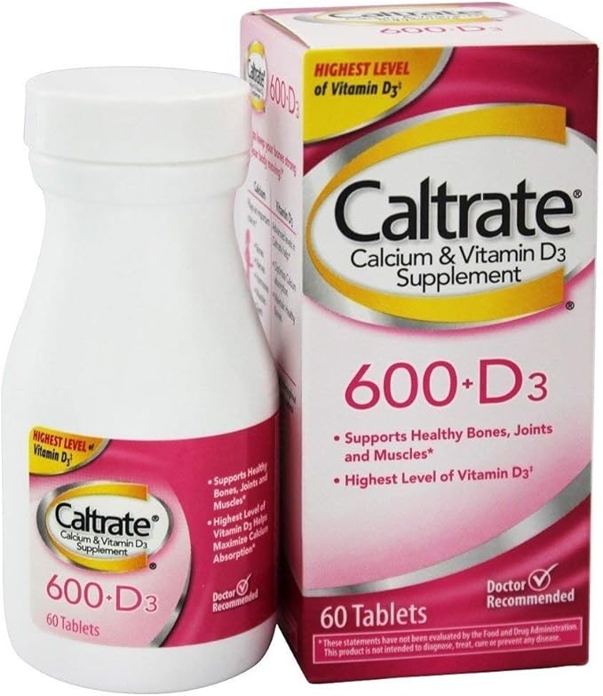 Caltrate 600 Plus D Calcium Supplement - 60 Tablets, Pack of 3