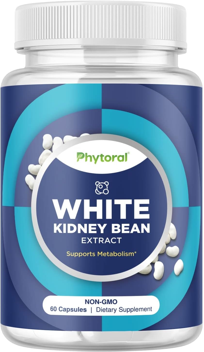 White Kidney Bean Energy Supplements - Pure White Kidney Bean Extract Pill with Amylase Enzyme and Natural Energy Pills for Fatigue - Potent and Natural Vegetarian Supplements for Women and Men