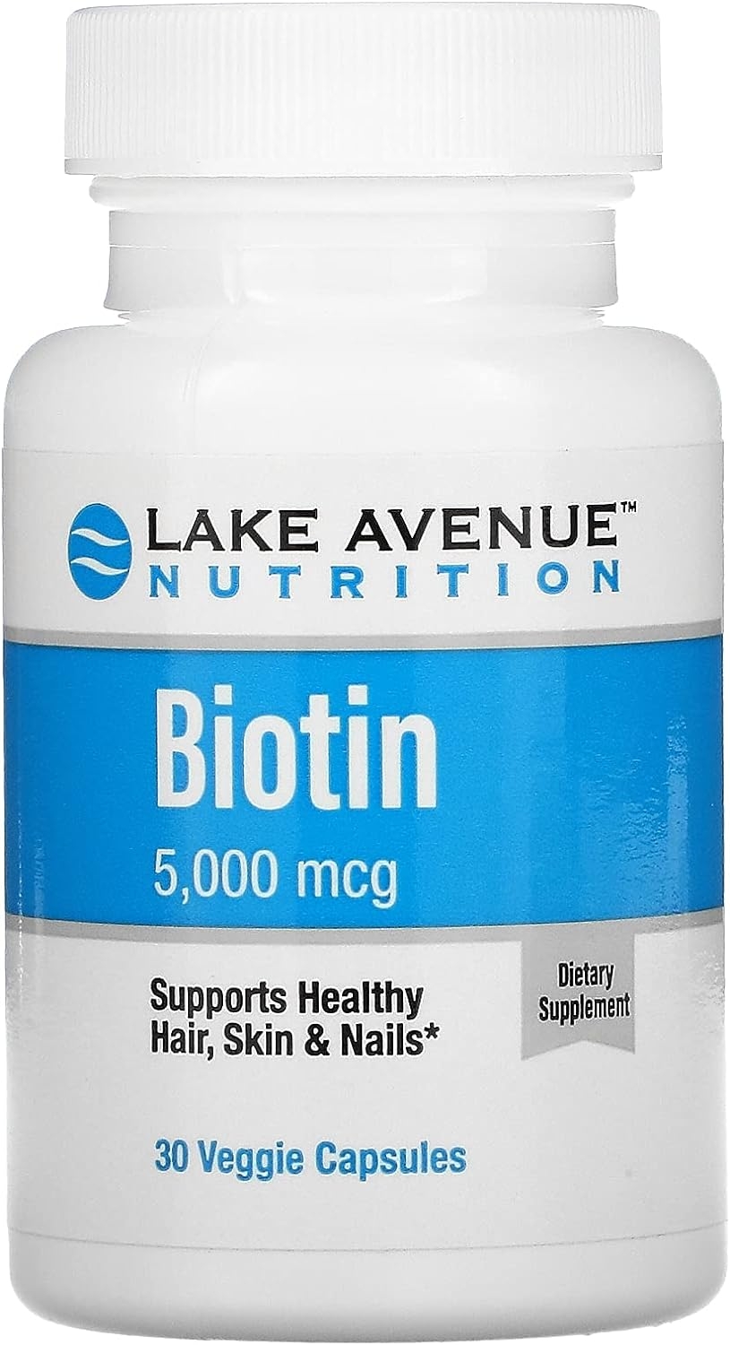 Lake Avenue Nutrition Biotin, 5,000 mcg, 30 Veggie Capsules
