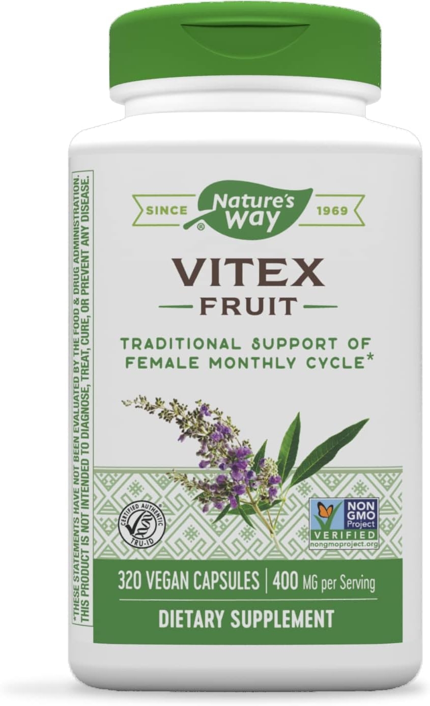 Nature’s Way Vitex Fruit, Traditional Support of Monthly Cycle, Vegan, Non-GMO, 320 Capsules