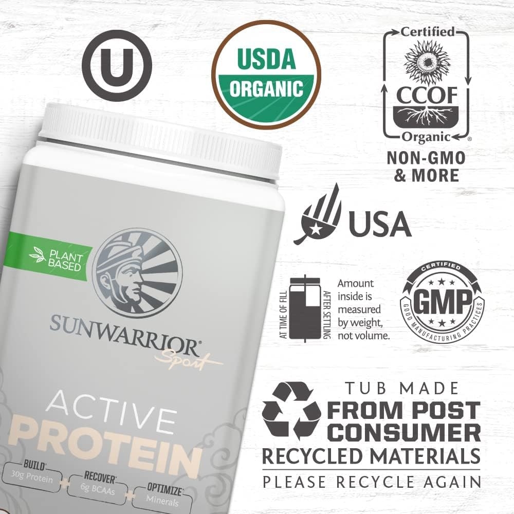 Vegan Protein Powder High Performance Sugar Free Plant Based Protein Powder Post Workout Recovery Drink for Athletes Chocolate 1kg Tub (20 Serve) Active Protein by Sunwarrior