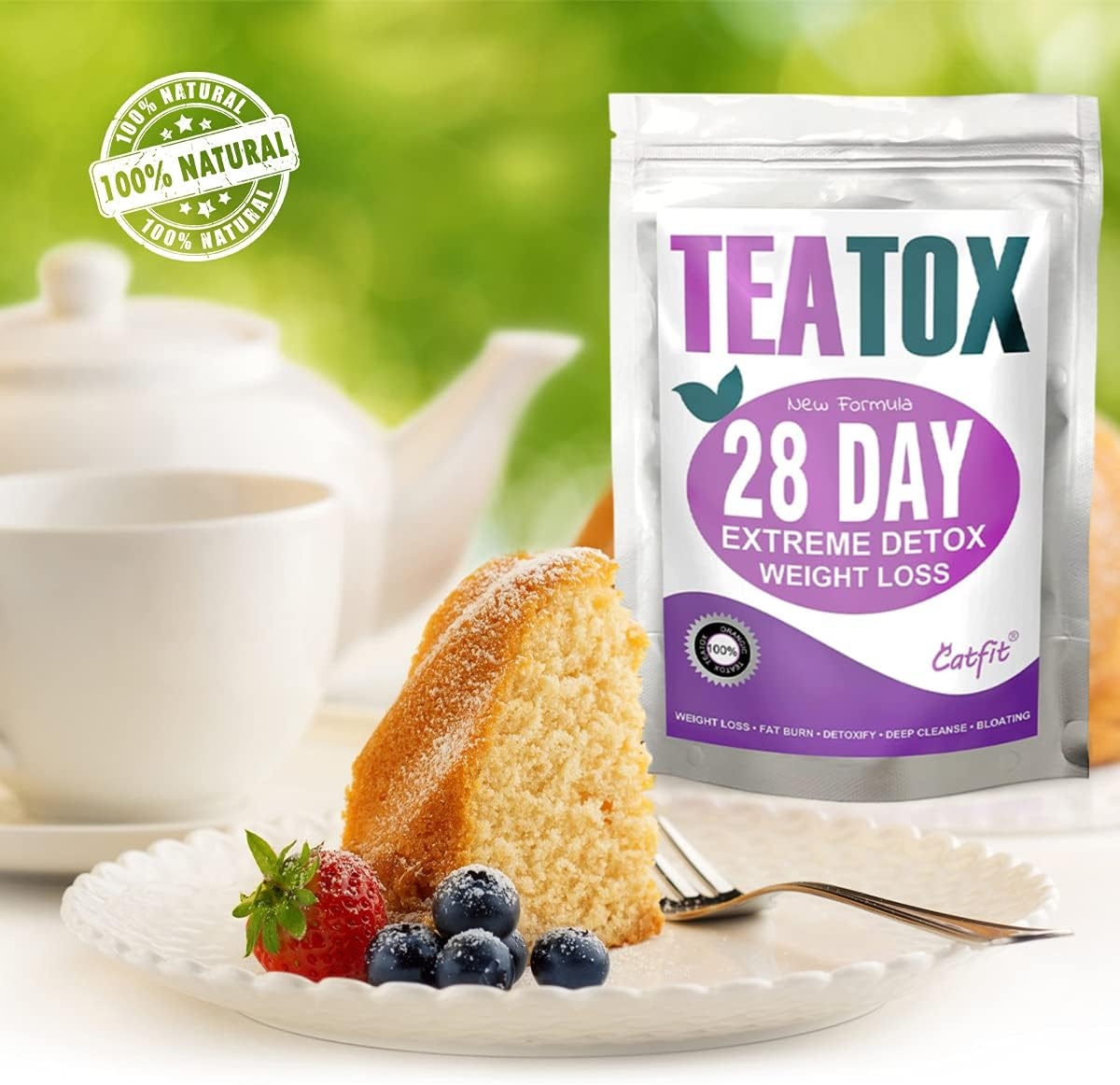 Catfit Detox Tea Herbal Tea Teatox , 28 Days Weight Loss Diet Tea for Cleanse