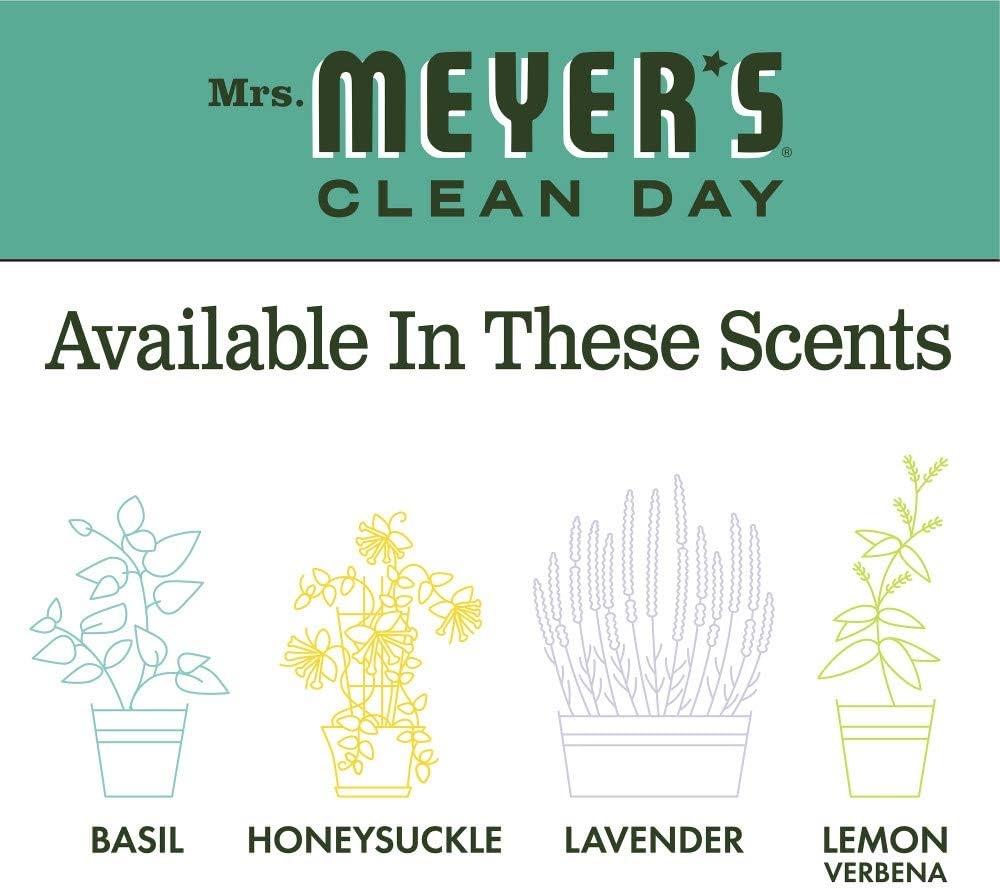 Mrs. Meyer's Room and Air Freshener Spray, Non-Aerosol Spray Bottle Infused with Essential Oils, Basil Scent, 8 fl oz