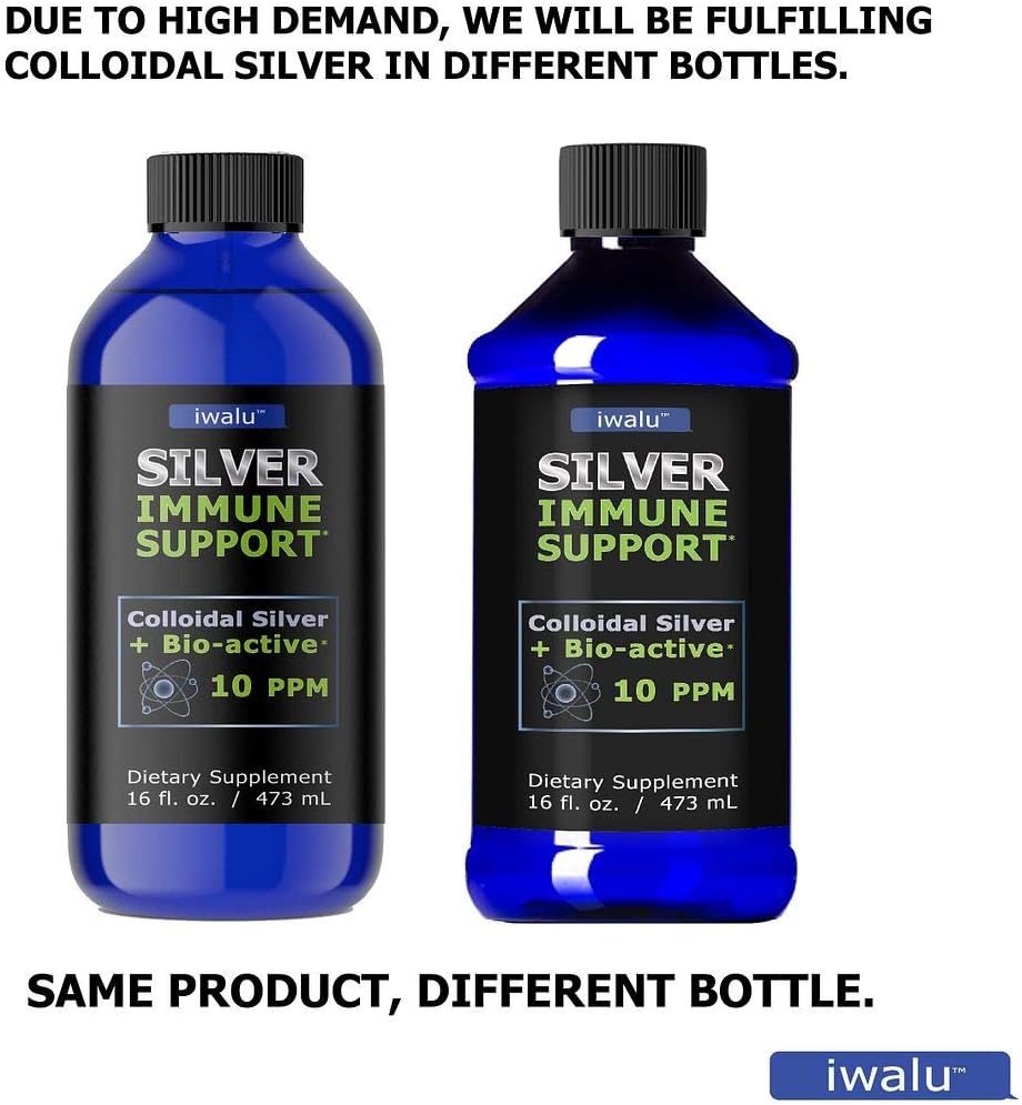 Iwalu Colloidal Silver Liquid Nano Silver: Adults Kids Internal And Topical Wellness Silver Water Defense Support, Colloidal Silver Spray, Bioactive Silver Solution, Dog Cat Pet Safe Non Stinging 4 Oz