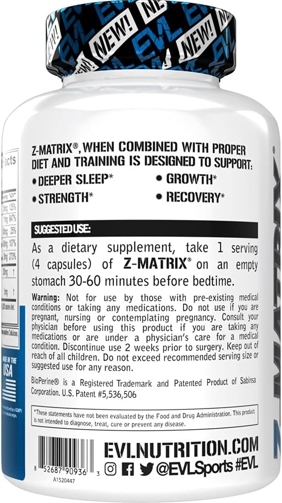 Evlution Nutrition Z Matrix Nighttime Recovery and Sleep Support (30 Servings)