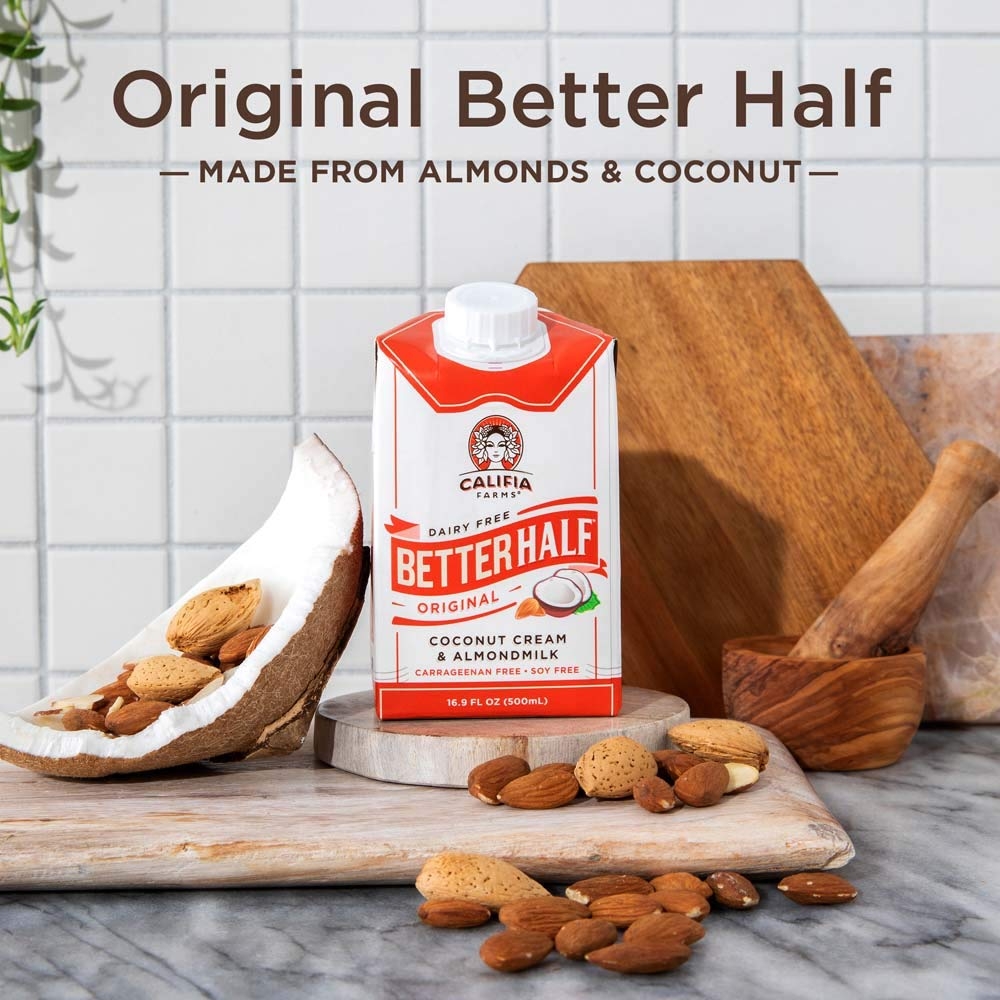 Califia Farms - Original Better Half Coffee Creamer, 16.9 Oz (Pack of 6) | Half and Half | Coconut Cream and Almond Milk | Dairy Free | Plant Based | Vegan | Non-GMO | Shelf Stable