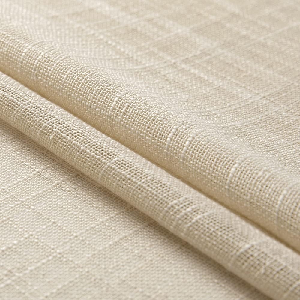 Beige Kitchen Curtains 24 inch Long for Bathroom Neutral Casual Weave Linen Textured Sheer Short Rod Pocket Small Half Window Treatments Tier for Bedroom Natural Flax Color