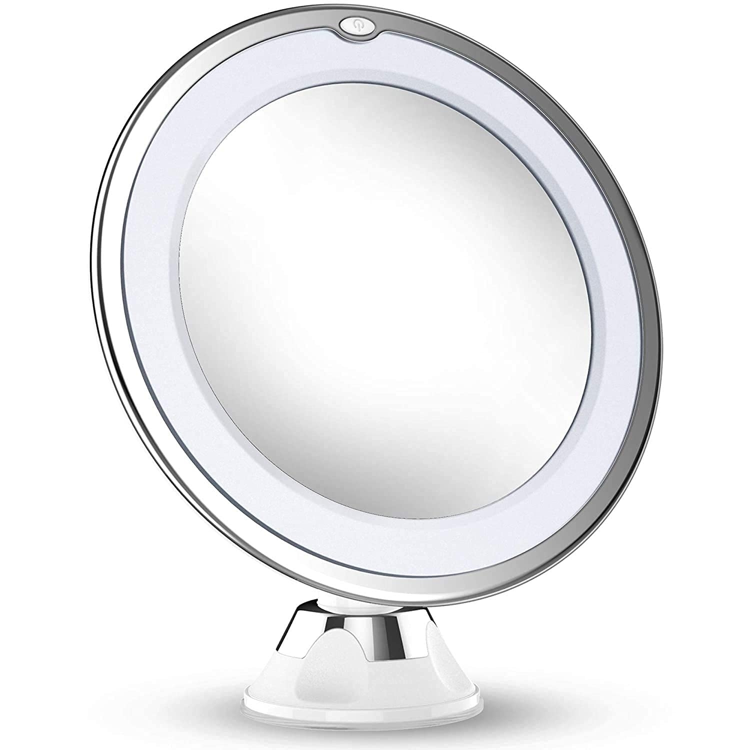 Updated 2021 Version 10X Magnifying Makeup Vanity Mirror with Lights, LED Lighted Portable Hand Cosmetic Magnification Light up Mirrors for Home Tabletop Bathroom Shower Travel