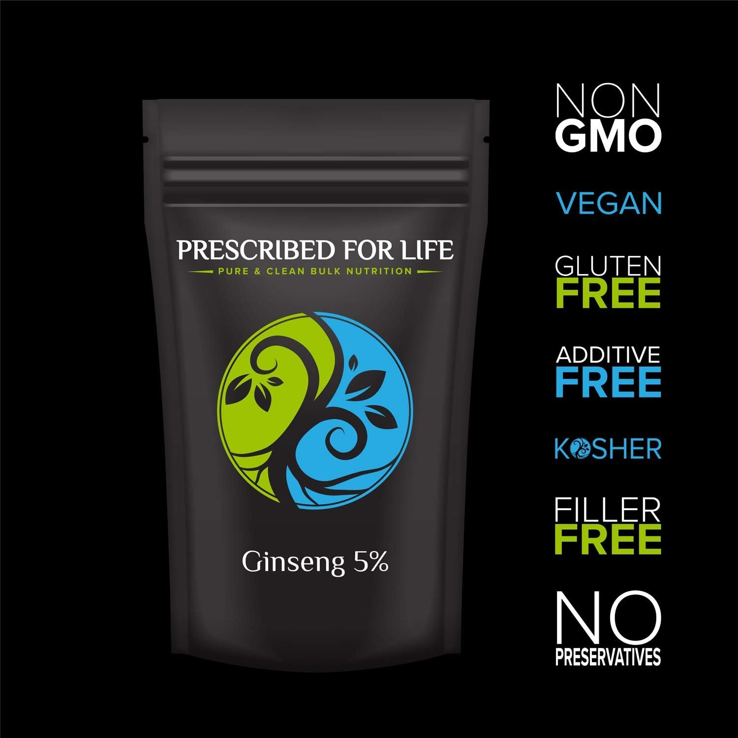 Prescribed for Life Ginseng - 5% Ginsenoside - Natural Panax Root Fine Powder Extract (Panax Ginseng), 1 kg