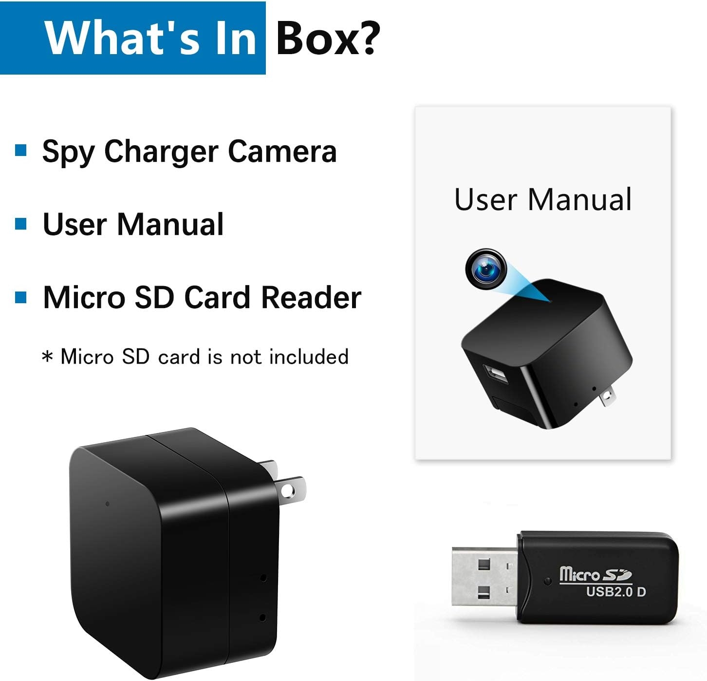 【Upgraded】 Spy Camera Charger Hidden Cameras Nanny Cam USB Wall Adapter HD 1080P Mini Cams Plug for Home Security Motion Detection Up to 128GB Micro SD