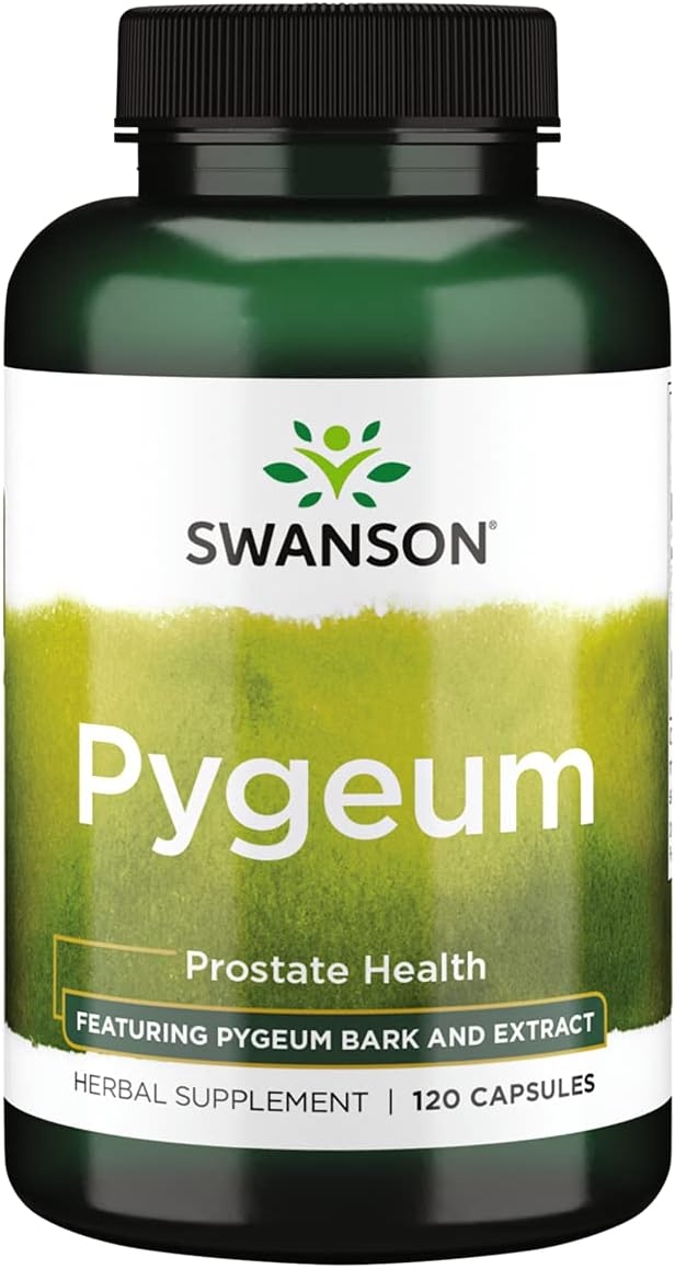 Swanson Pygeum Prostate Support Urinary Tract Health Men Herbal Supplement 100 mg Pygeum Extract (6.5% phytosterols) with 400 mg Powdered Bark 120 Capsules