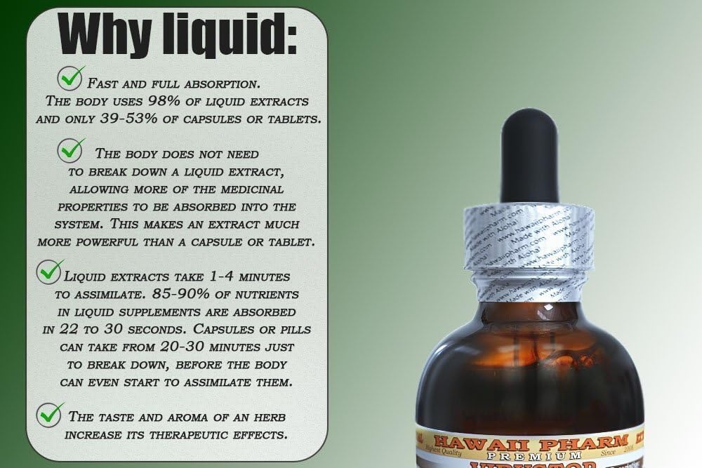 Witch Hazel Liquid Extract, Witch Hazel (Hamamelis Virginiana) Tincture, Herbal Supplement, Hawaii Pharm, Made in USA, 2x2 fl.oz