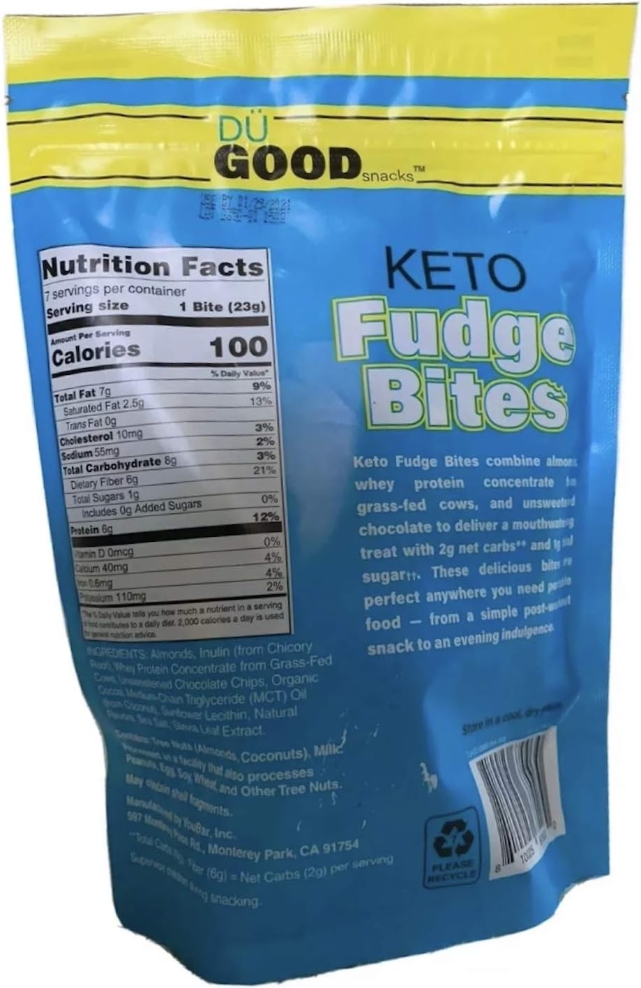 Keto Fudge Bites - Delicious Low-Carb to-go Chocolate Snacks | Non GMO, Gluten Free, Paleo Togo Snack Made with Grass-Fed Whey Protein | Ketogenic Diet Friendly Treats (7 Bites) - Bonus EBOOK