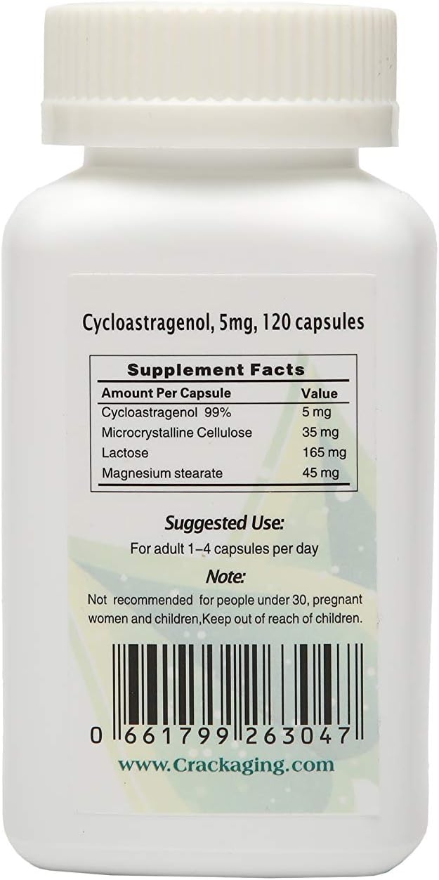 Crackaging Super-Absorption Cycloastragenol 98% Telomere Supplements 5mg 120caps