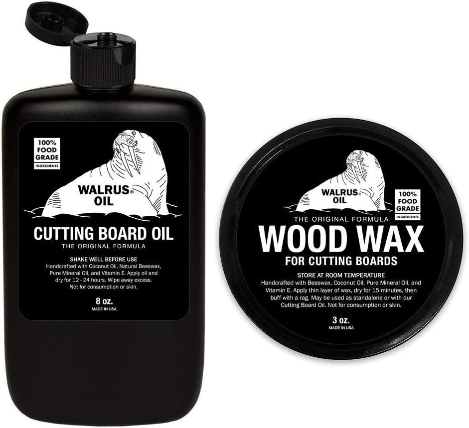 WALRUS OIL - Cutting Board Oil and Wood Wax Set. for Cutting Boards, Butcher Blocks, Wooden Spoons, and Bowls. 100% Food-Safe.