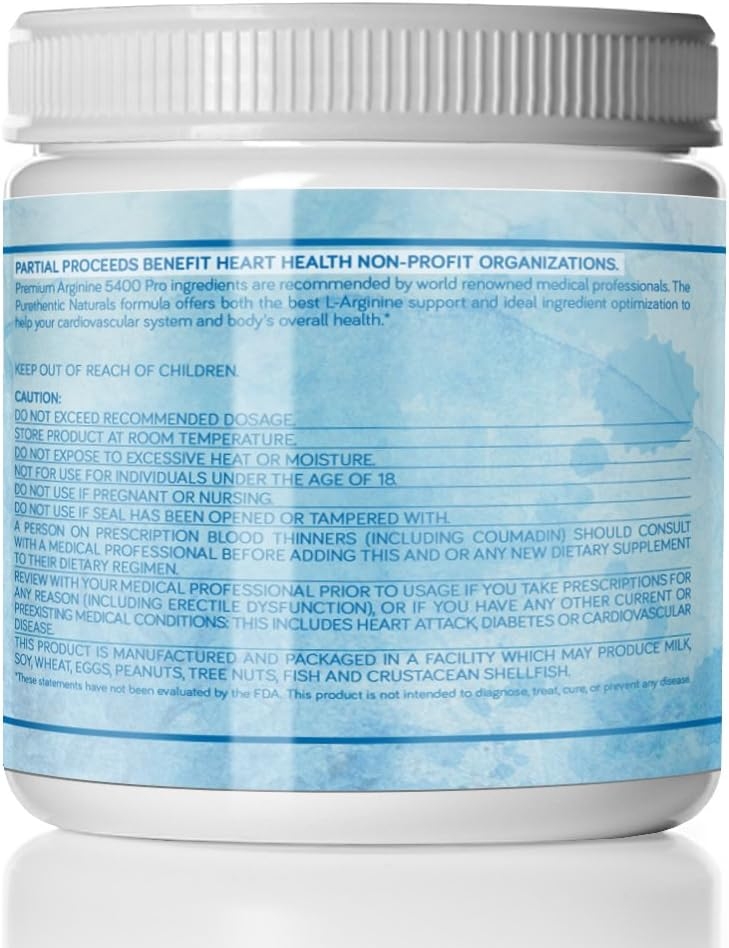L-Arginine Powder 5400mg - Nitric Oxide Powder - Supports Blood Pressure and Cholesterol - Mixed Berry Flavor - Promotes Natural Energy and Cardiovascular Health - (9.4 oz.)