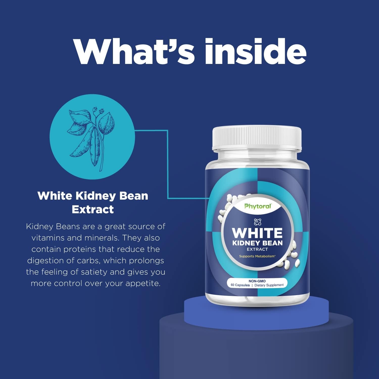 White Kidney Bean Energy Supplements - Pure White Kidney Bean Extract Pill with Amylase Enzyme and Natural Energy Pills for Fatigue - Potent and Natural Vegetarian Supplements for Women and Men