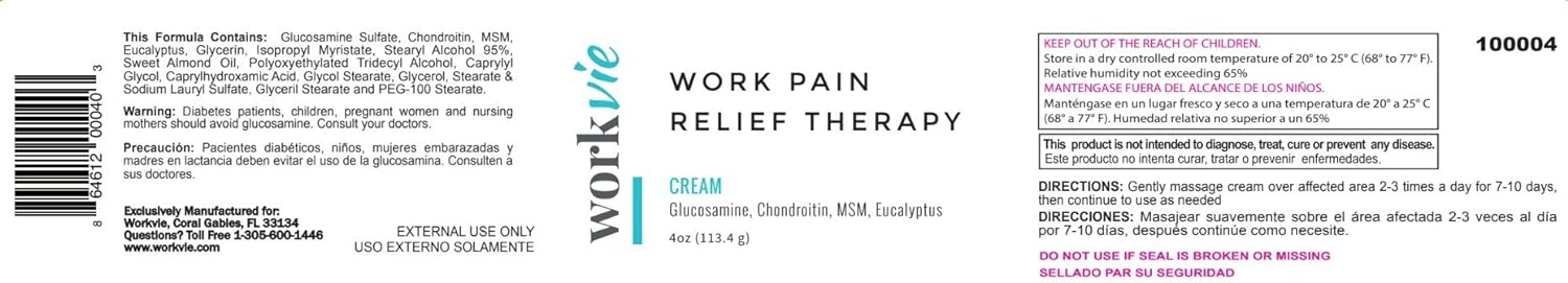 Workvie Pain Relief Therapy [4oz] for Carpal Tunnel, Back Pain, Neck Pain (4oz Jar)