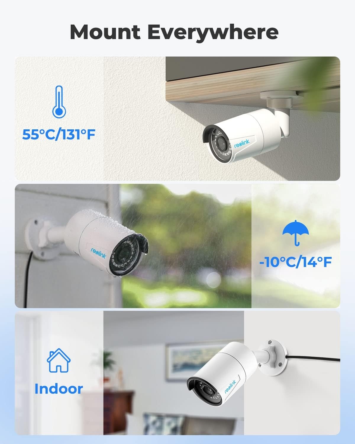 REOLINK 5MP PoE Camera (Pack of 2) Outdoor/Indoor IP Security Surveillance, IP66 Waterproof, 100ft IR Night Vision, Motion Detection, Work with Smart Home, Support Up to 128GB SD Card, RLC-410-5MP