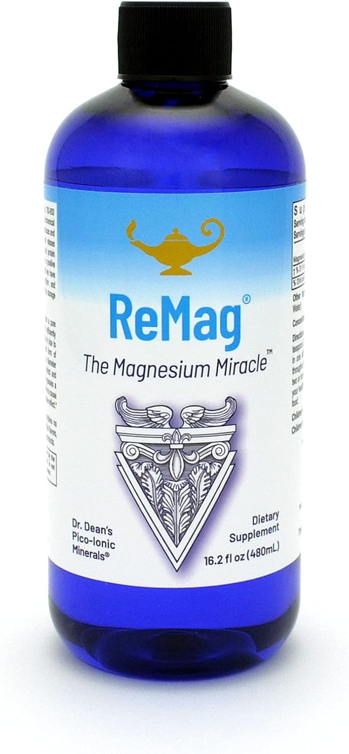 ReMag Pico-Ionic Liquid Magnesium by RnA ReSet. Formulated by Dr. Carolyn Dean for Complete Absorption. Experience The Magnesium Miracle. 16.2 fl oz