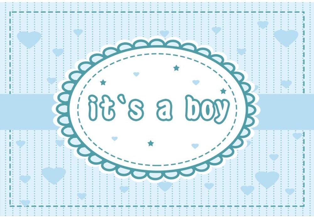 Baocicco 5x3ft Baby Shower Backdrops It's a Boy Backgrounds for Photography Blue Hearts Stripes Lace A Little Man is on His Way Adults Baby Shower Party Banner Portrait Photo Studio Video Props