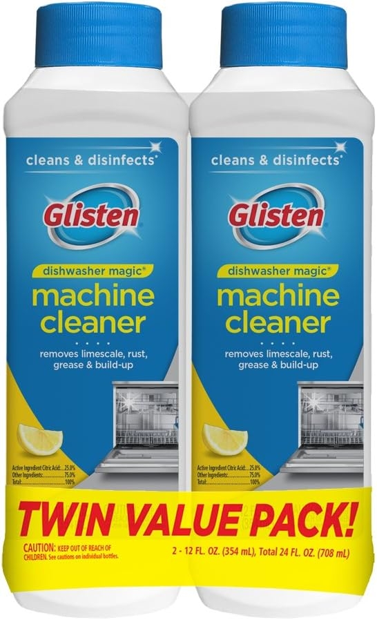 Summit Brands DM03N-SS Glisten Dishwasher Magic Machine Cleaner and Disinfectant, 12 Fl Oz Bottle, 2-Pack , White