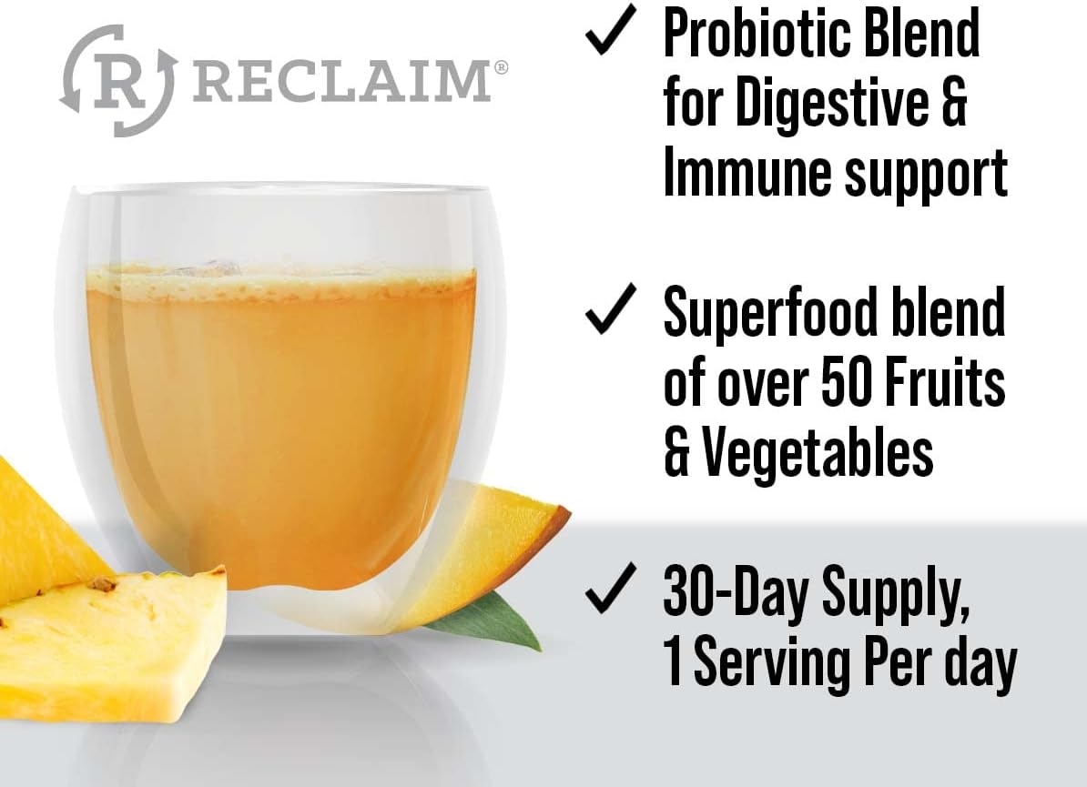 Reclaim Multi Pure Mango Pineapple, Digestive and Immune Support, Vitamin and Mineral Supplement (30 Servings)…