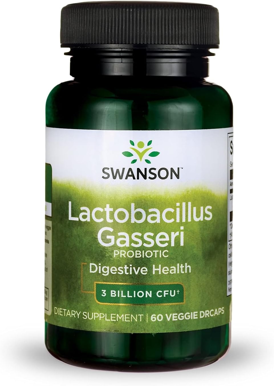 Swanson Lactobacillus Gasseri - Probiotic Supplement Supporting Digestive Health with 3 Billion CFU - Design-Release Satiety & Fat Metabolism Support - (60 Veggie Capsules)