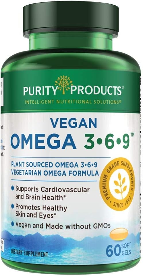 Omega 3-6-9 Vegan and Vegetarian Omega Formula - “5 in 1” Essential Fatty Acid Complex - Scientifically Formulated Plant-Based Omega 3 6 9 Essential Fatty Acids (EFA) - from Purity Products (60)