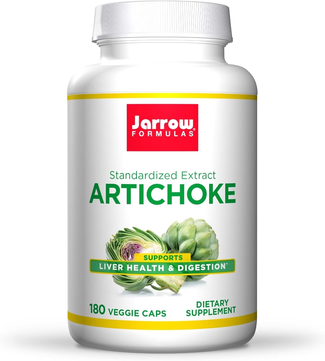 Jarrow Formulas Artichoke 500 mg - 180 Capsules - Standardized Extract - Supports Liver Health & Digestion - White 180 Servings