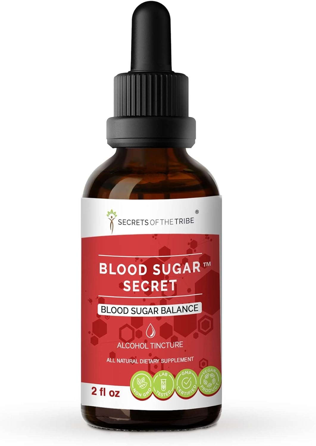Secrets Of The Tribe - Blood Sugar Secret, Blood Sugar Balance, Herbal Supplement Blend Drops Alcohol Liquid Extract 2 fl oz