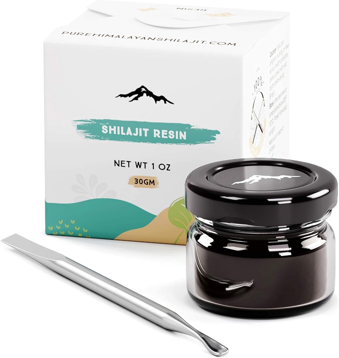 Pure Shilajit Resin with Spoon, High Nutritional Potency, Plant-Derived Trace Minerals & Fulvic Acid (1oz / 30gm, Pack of 1)